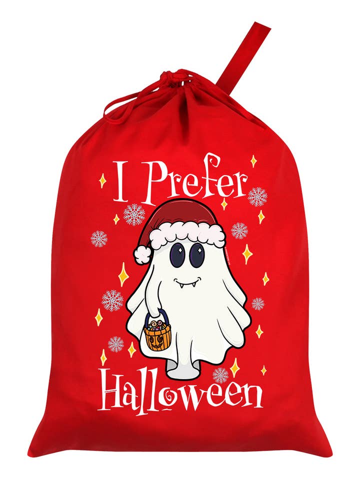I Prefer Halloween Ghost Red Santa Sack for wholesale by Grindstore