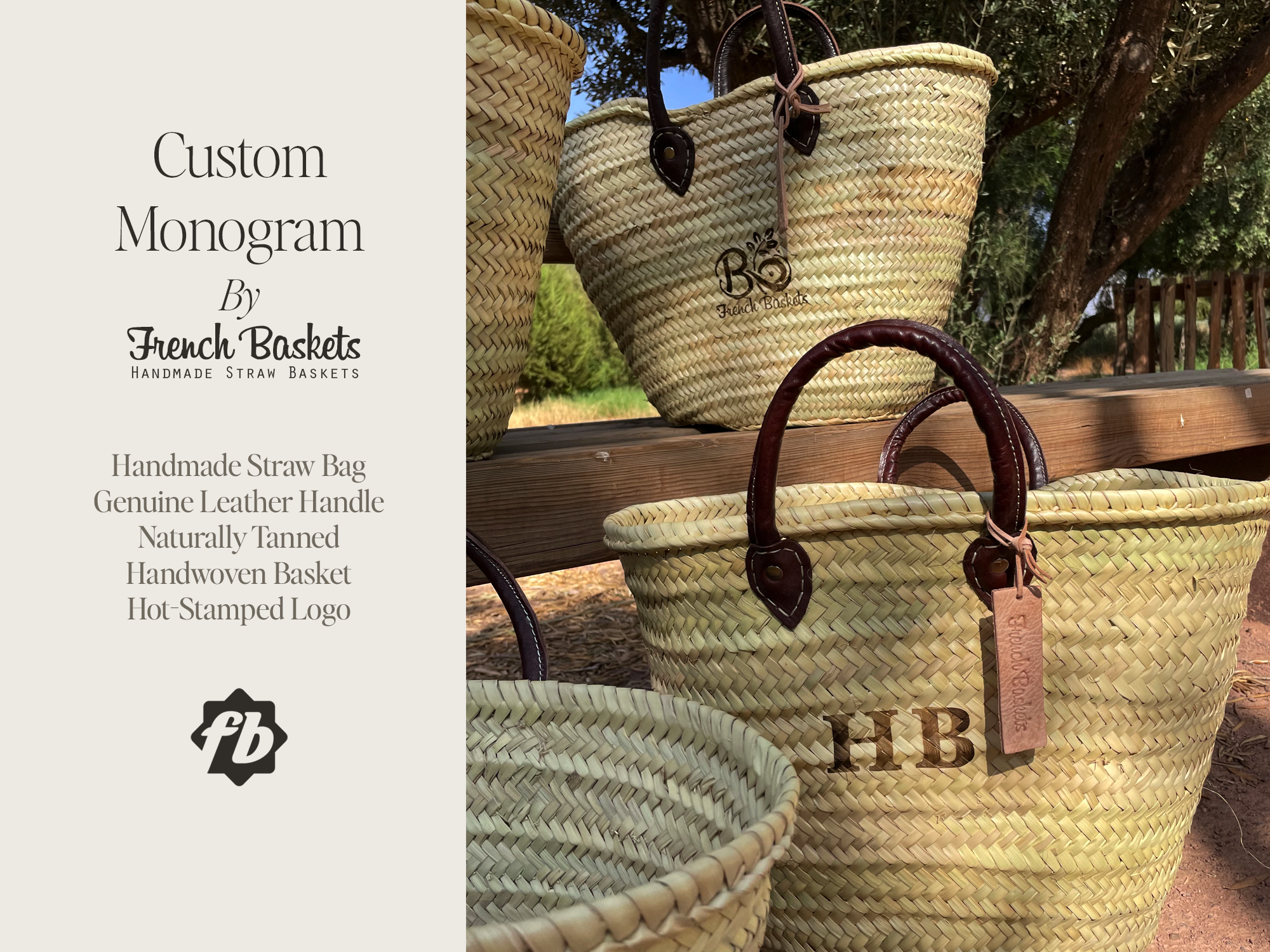 French Baskets - Vendita all'ingrosso Cinghia per borsa - Unisex - Monogramma personalizzabile con cestino francese stampato a caldo5