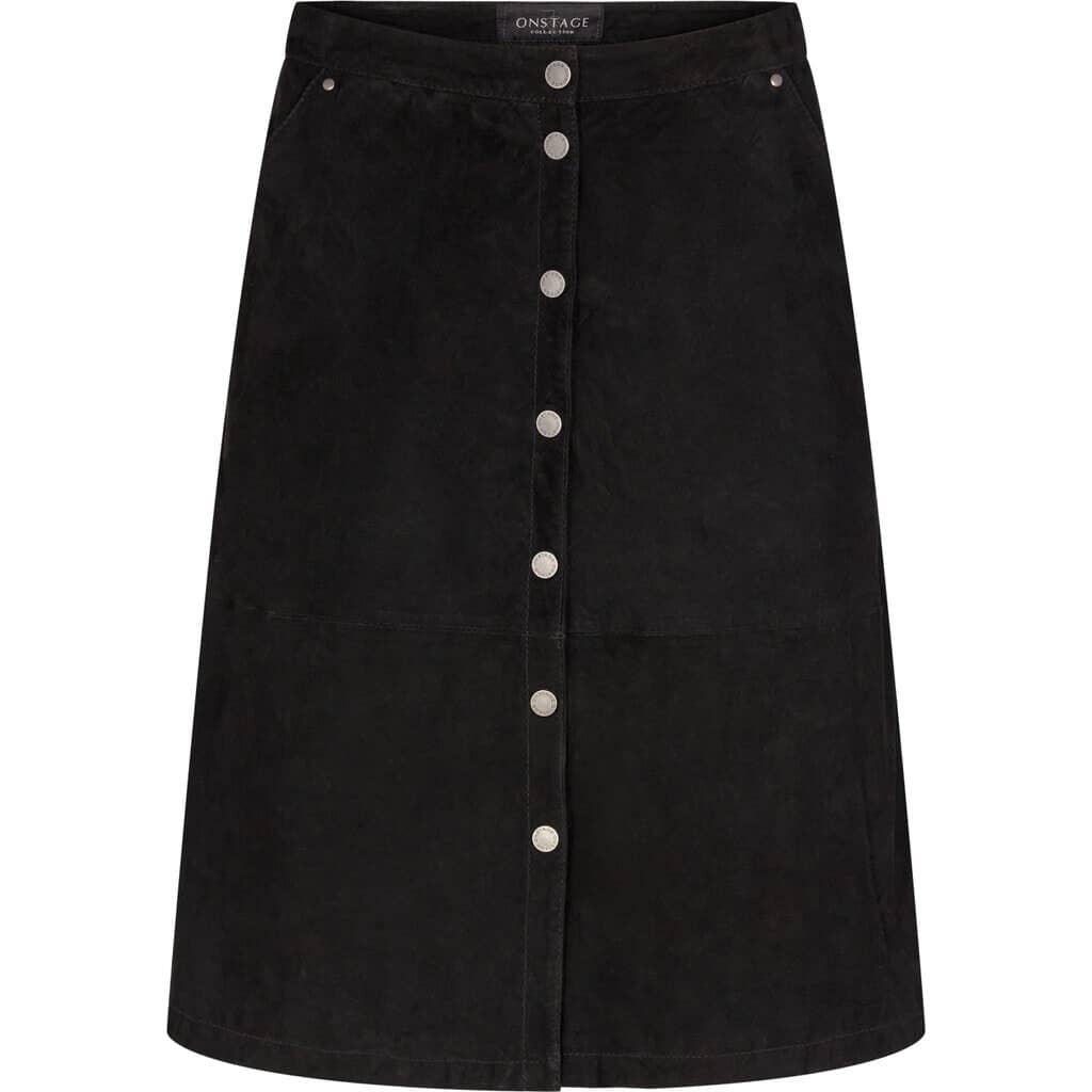Onstage collection – Saia - Mulher por atacado – Saia midi de couro de cabra com botões0