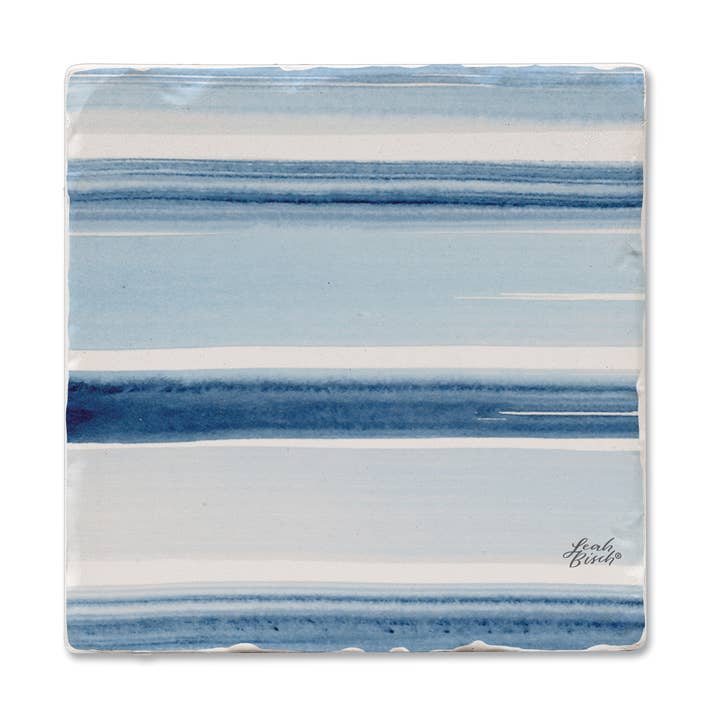 "Ocean Tides" Single Absorbent Tumbled Tile Coaster for wholesale by CounterArt/Highland Home/Thirstystone/CoasterStone