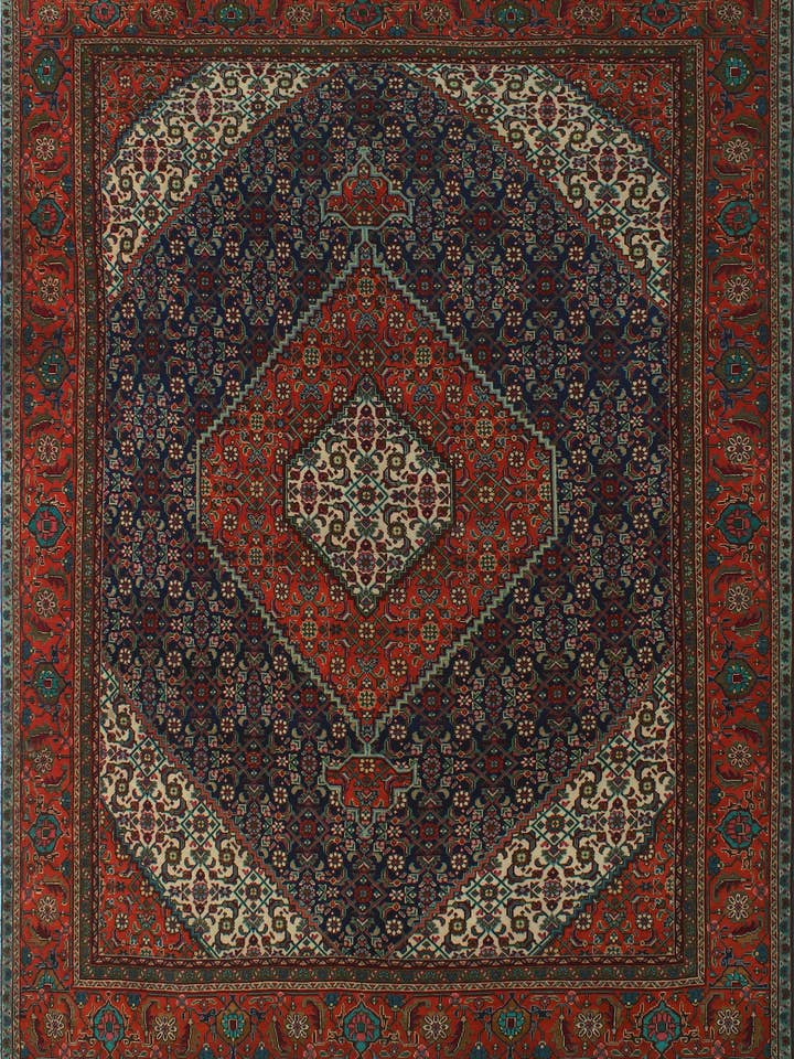 Feiner VTG Moneereh Navy/Rust Teppich, 7'10" x 11'0" für den Großhandel von Noori Rug