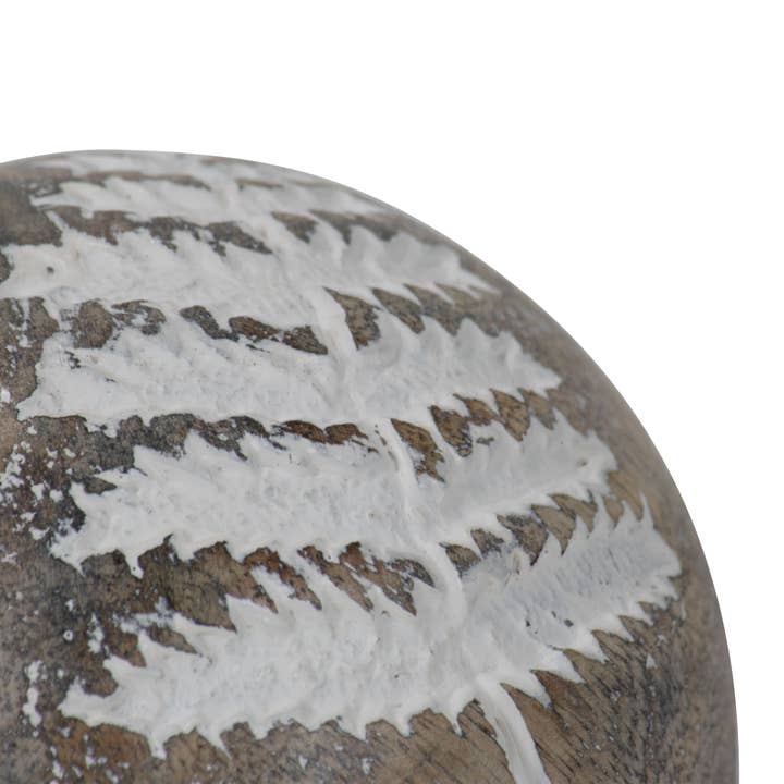 Foreside Home & Garden - Wholesale Decorative Tabletop Object - Wilder White Fern Carved Wood Deco Ball3