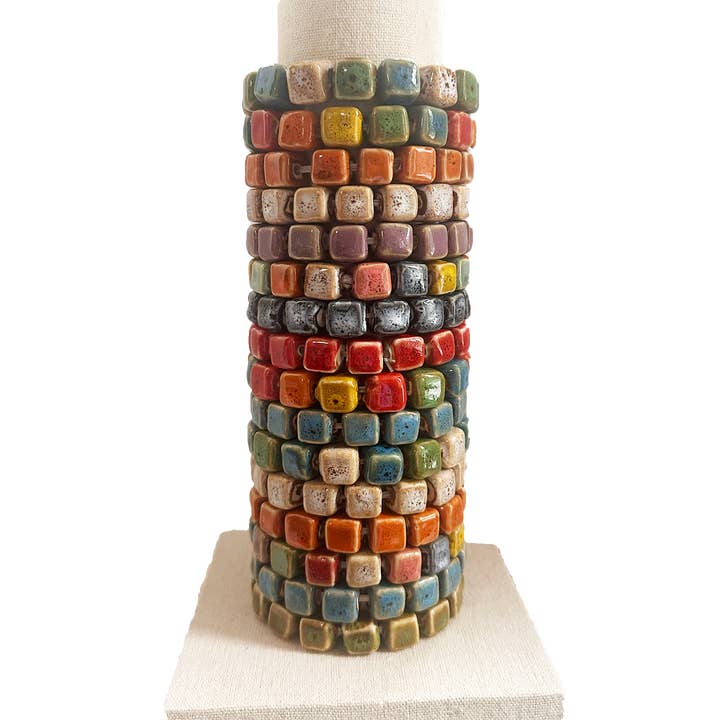 Chloe & Lex - Wholesale Jewelry Set - Clay Small Square Beads - Stretch Bracelet Set1