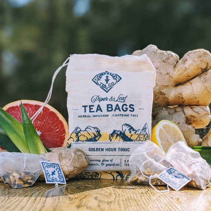 Piper & Leaf Artisan Tea Co - Wholesale Tea Bags - Golden Hour Tonic - 9 Tea Bags