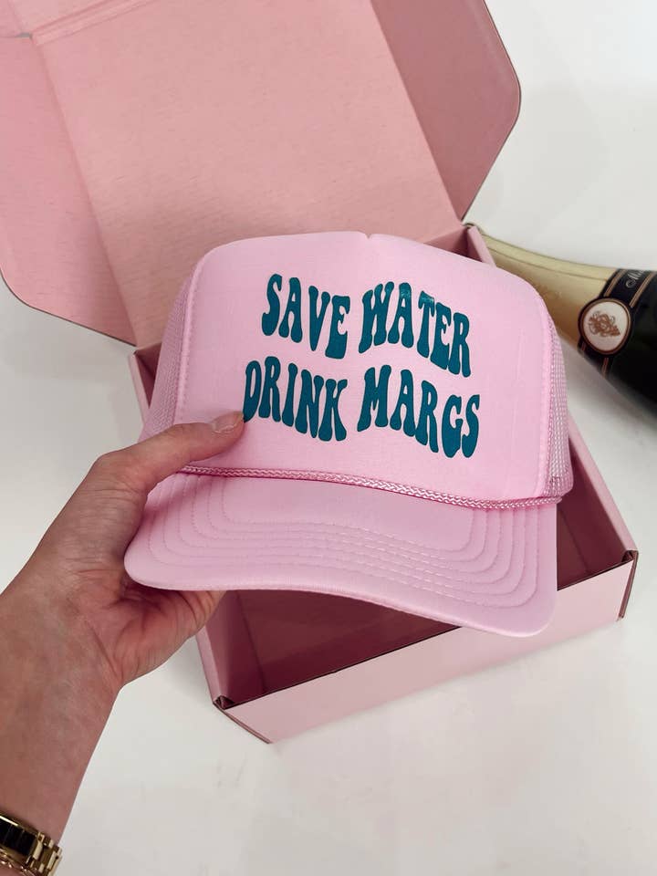 Wasser sparen, trinken Margs Trucker für den Großhandel von Social Statement