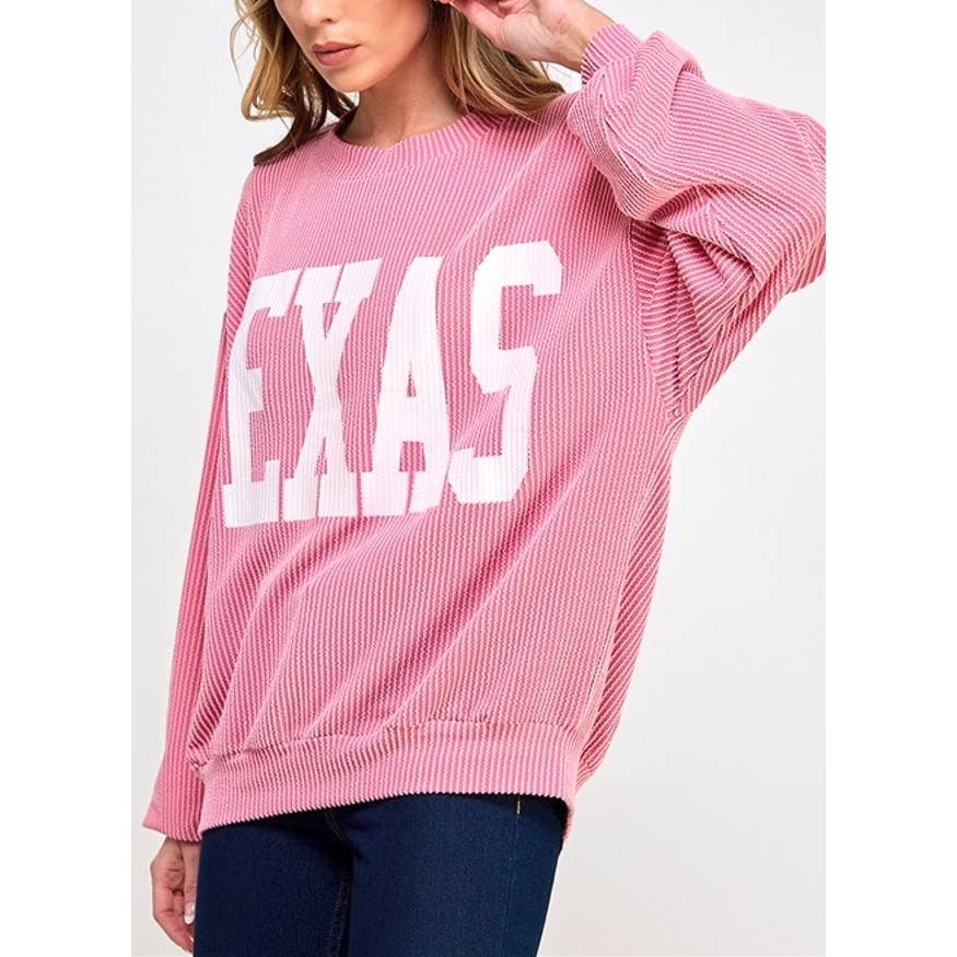 Coloring You - Wholesale Graphic Sweatshirt - Women's - 9078 TEXAS PRINT RIB CORD SWEATSHIRT12
