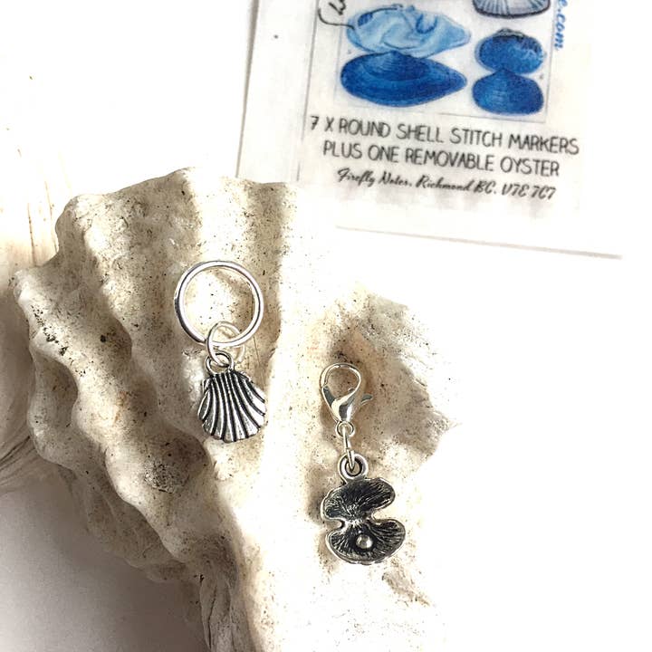 Firefly Notes - Wholesale Knitting/Crochet Supplies - Seashell Stitch Markers, 10 Mm Snag Free Plus One Removable, Knitting Notions1