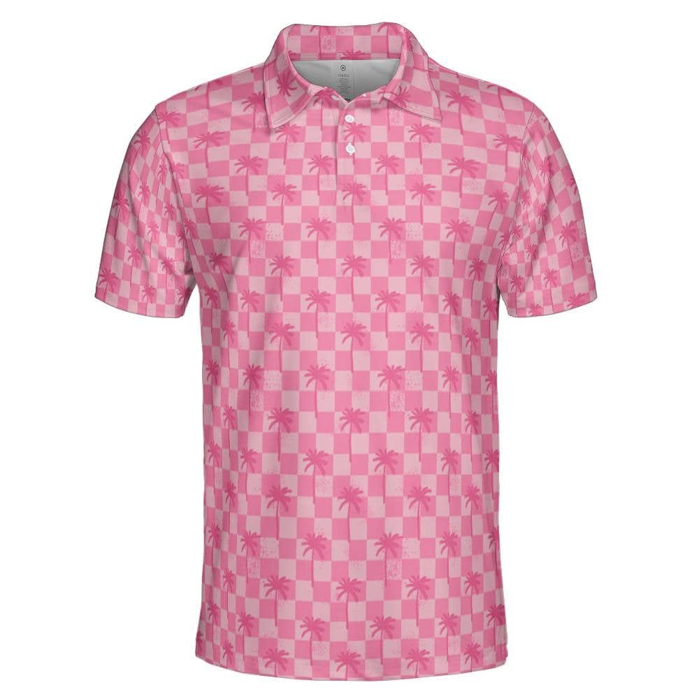 Multi color Pink Retro Summer Men's Golf Polo for wholesale on Faire0