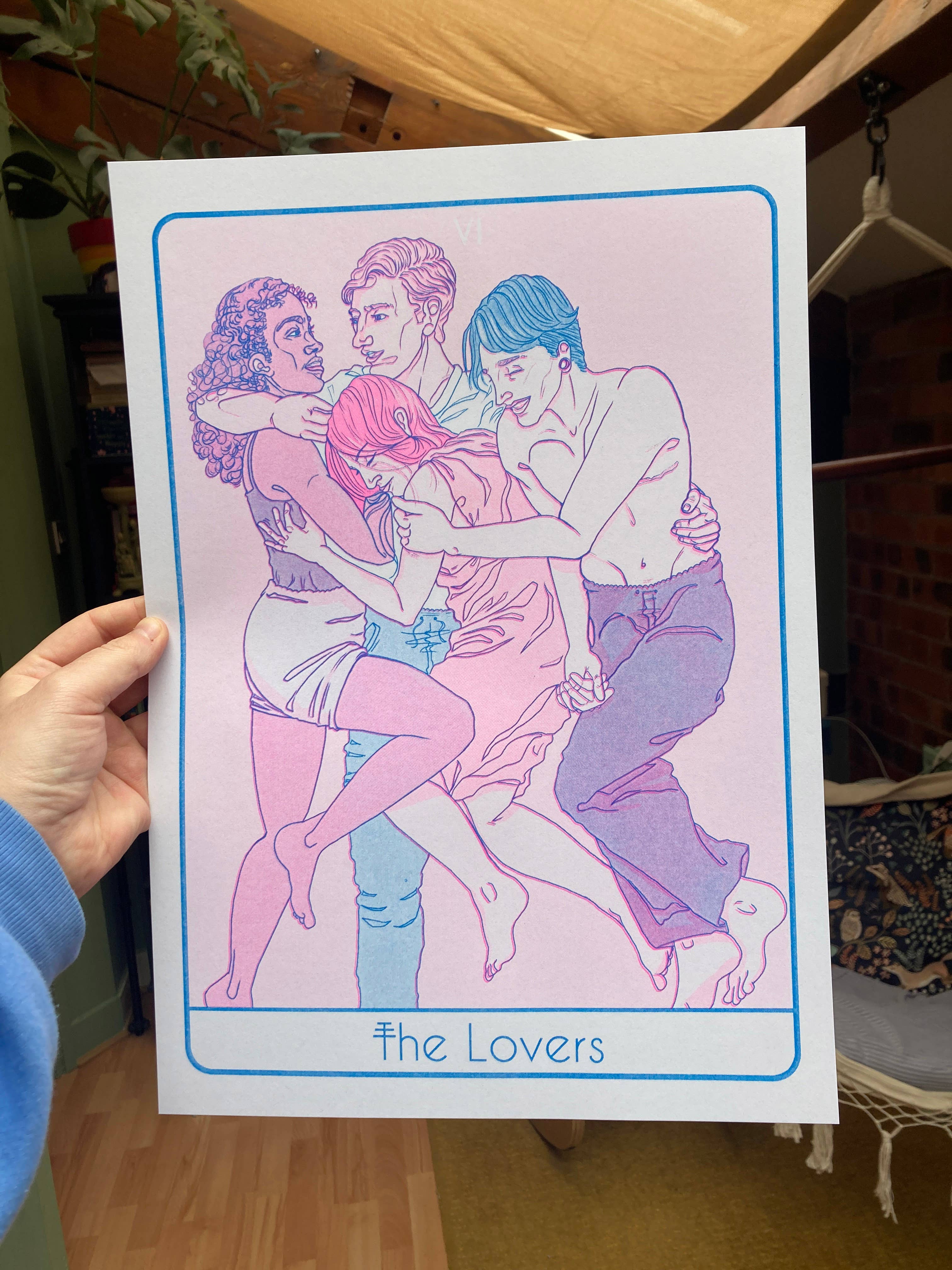 Klaus Piechocki Illustration – wholesale Art print – A3 Riso Art Print: The Lovers (Polyamorous)
