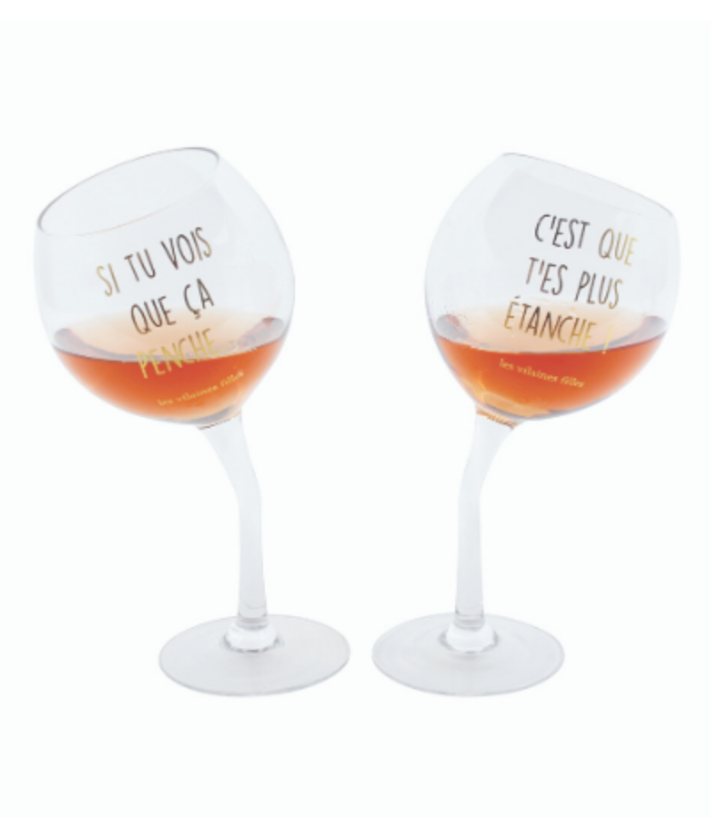Les Vilaines Filles - Wholesale Wine Glass - Set of 2 tilted glasses1