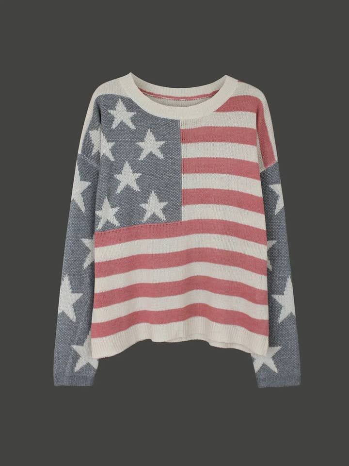 Serenity Collective - Wholesale Knit Sweater - Women's - US Flag Sweater4
