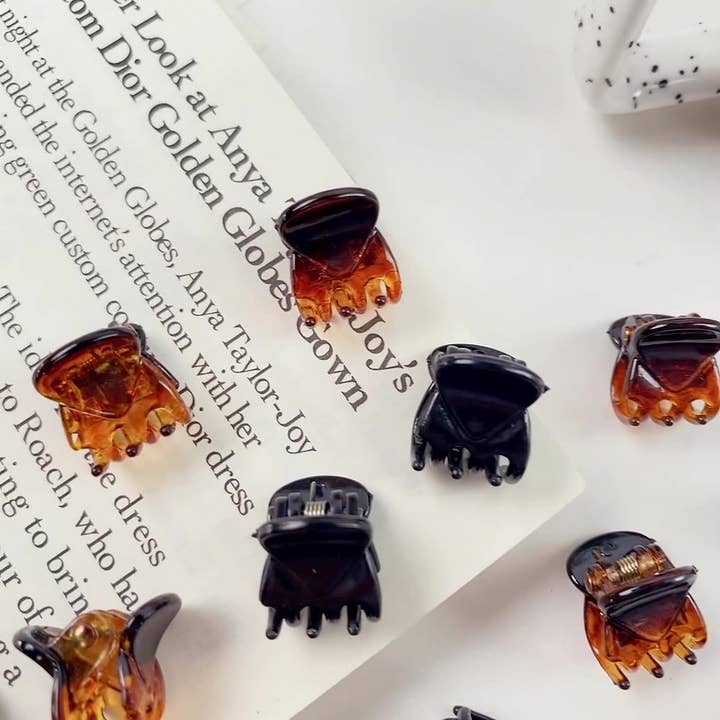 ACCITY - Wholesale Hair Clip - Women's - Mini 1.5cm Hair Claw, Tortoise & Black Bang Clips_CWAHA07195