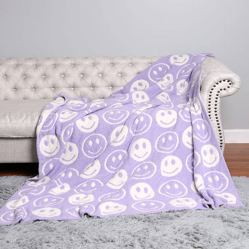 Fashion City - Wholesale Throw Blanket - Happy Face Patterned Throw Blanket1
