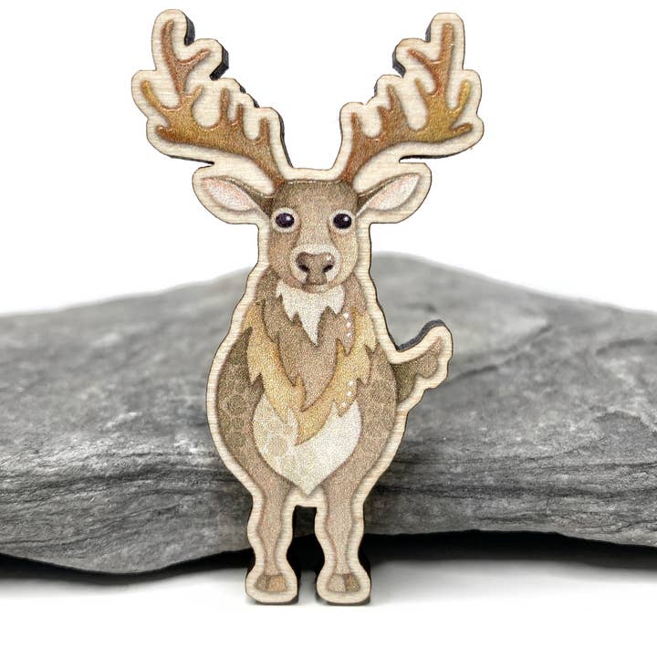 Stag Fridge Magnet - Laser Cut Maple Wood - Scottish Gifts for wholesale by East Neuk Beach Crafts