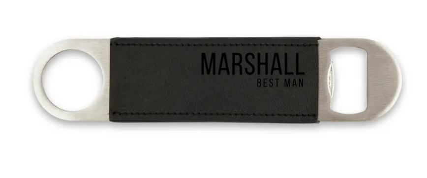 Weddingstar Inc. - Wholesale Fles/wijnopener - Met leer omwikkelde flesopener met barblad - aangepaste tekst4