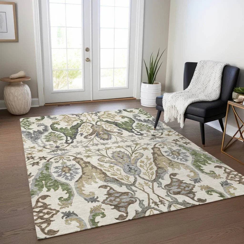 LOOMLAN – wholesale Area rug – Alfreda Ivory Washable Indoor-Outdoor Rug10