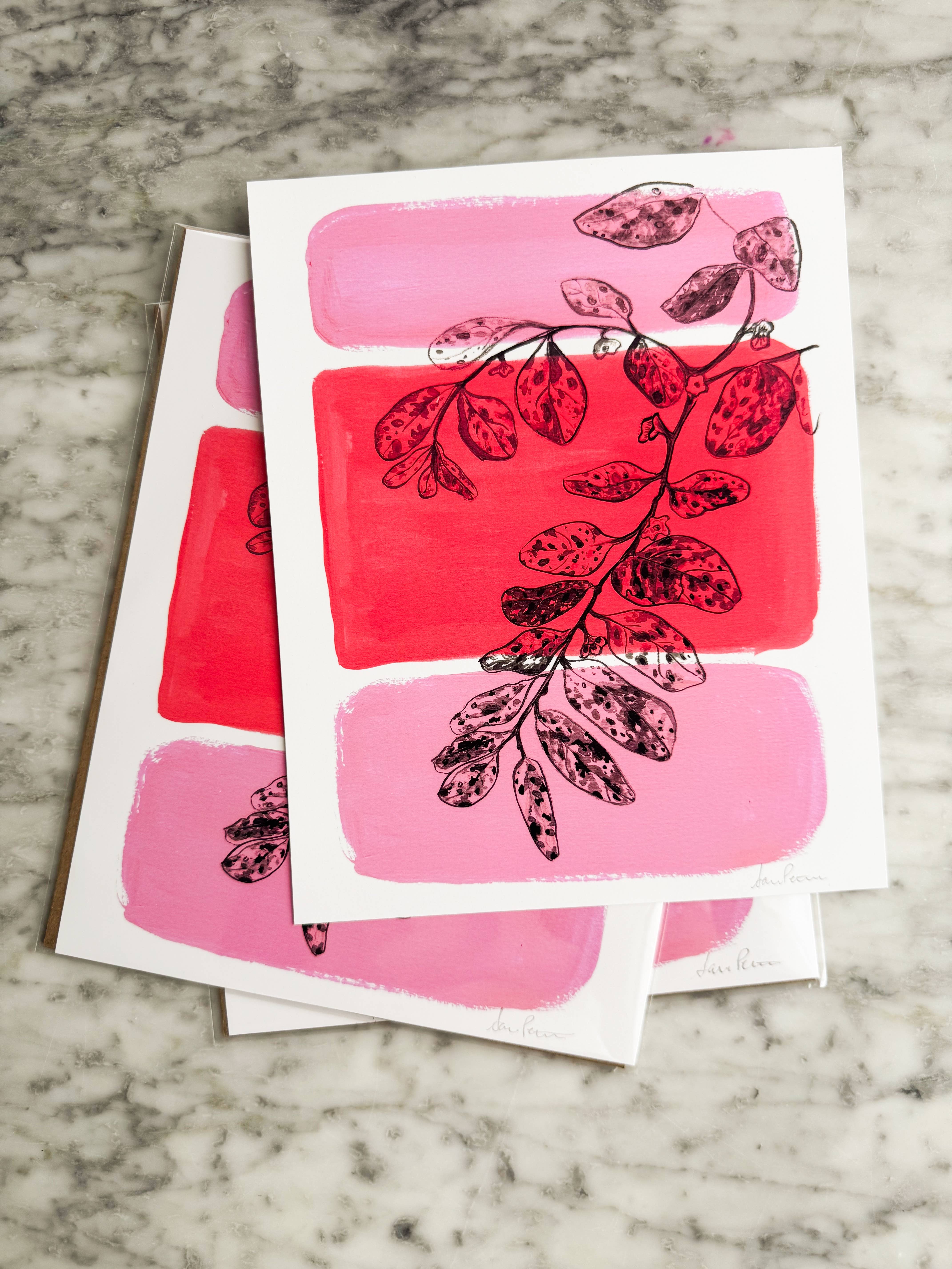 Sara Elands Peterman - Wholesale Art Print - "Speckled Plant with Pink" Giclée Print - 8"x10"1