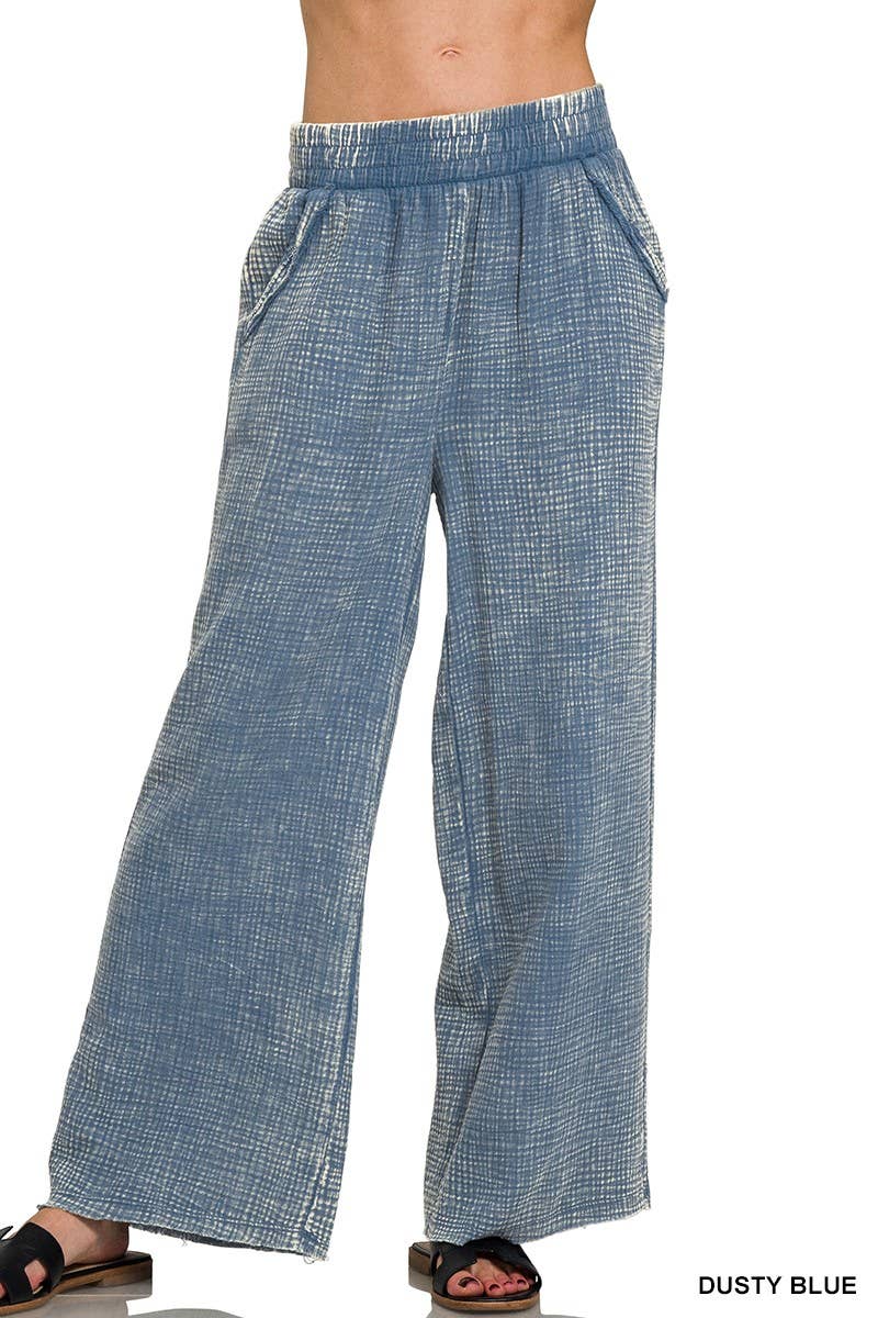 Vanilla Monkey – Engroshandel Bukser - Dame – Vaskede bukser i dobbeltegaze med elastisk talje2