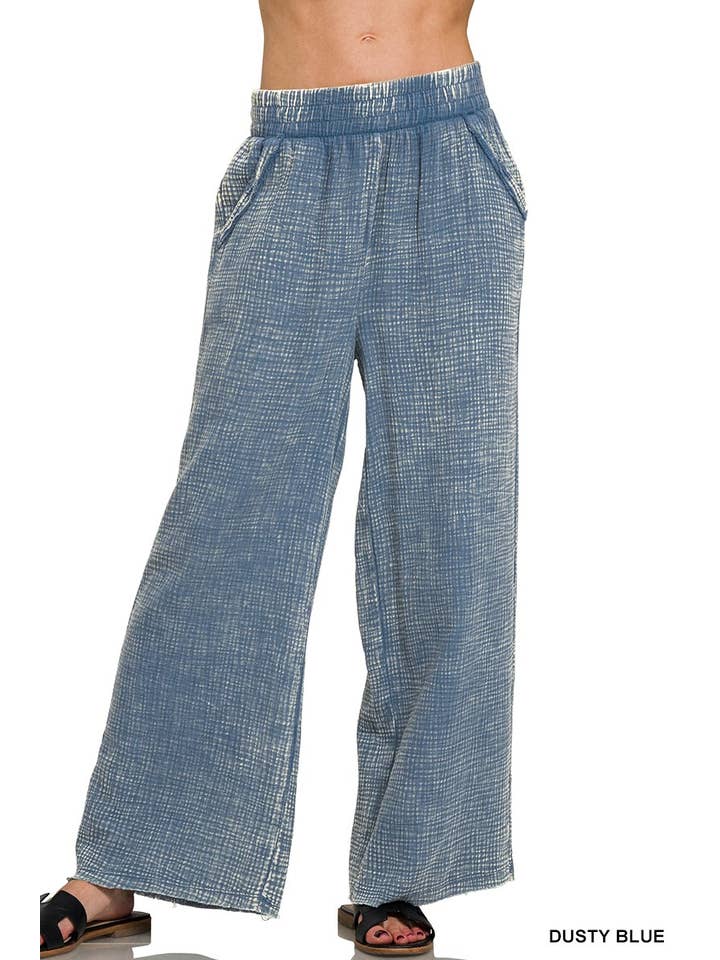 Vanilla Monkey – Engroshandel Bukser - Dame – Vaskede bukser i dobbeltegaze med elastisk talje2