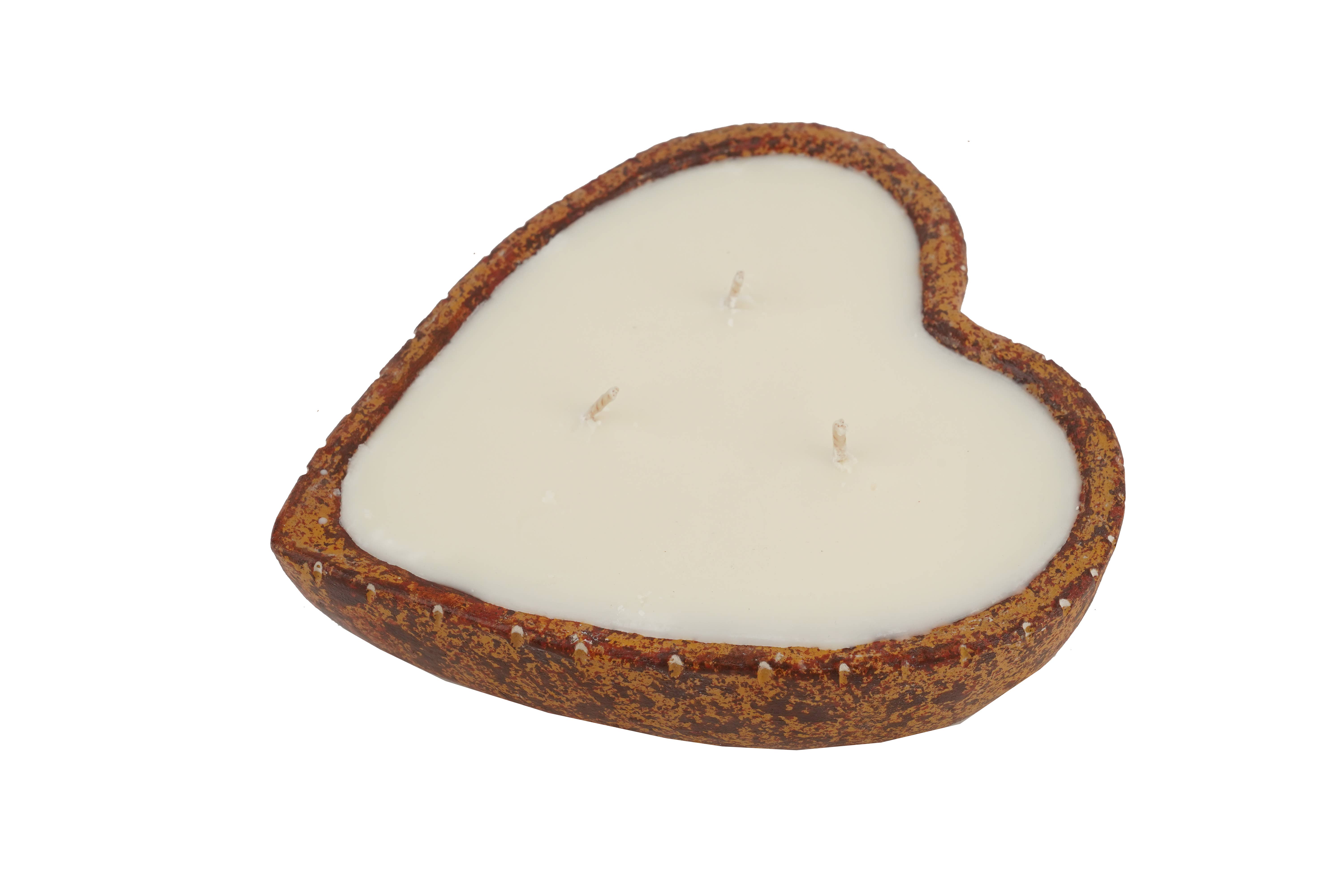 My Amigos Imports - Wholesale Candle Holder - Simple Heart Candle Clay Vessel -2 Color Choices3