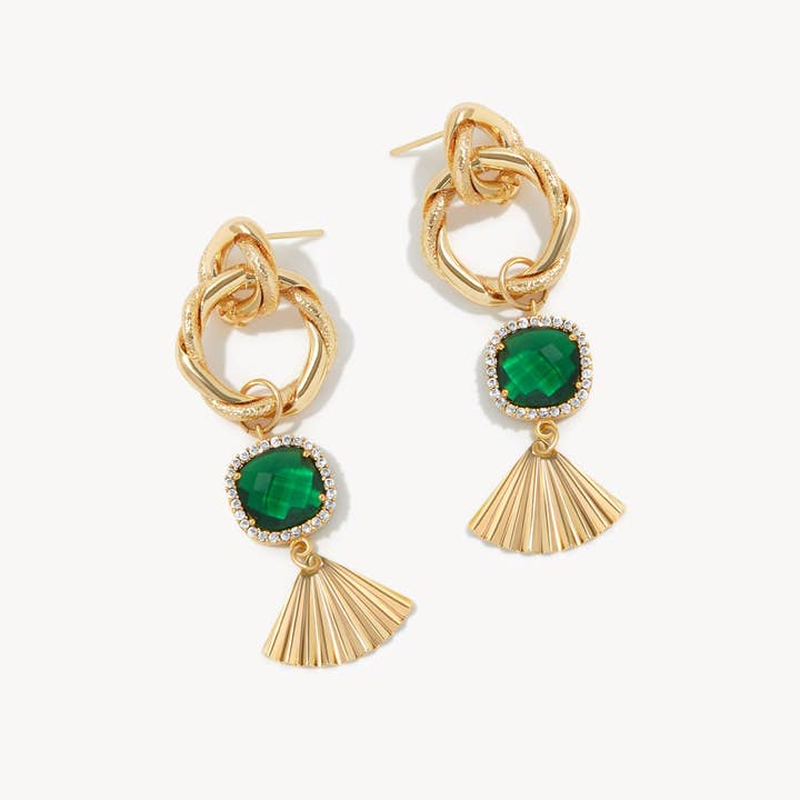 Saharas Essentials - Vente Boucles d'oreilles pendantes - Boucles d'oreilles en émeraude, cadeau pour elle, boucles d'oreilles en pierres précieuses vertes, boucles d'oreilles en pierre verte, cadeau en pierre de naissance, boucles d'oreilles de vacances1