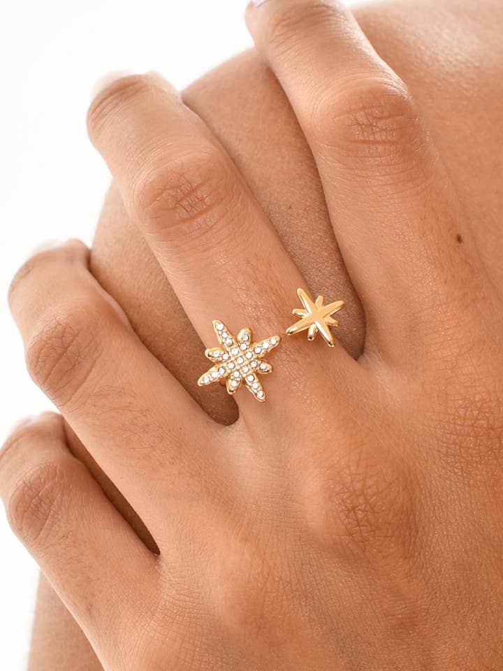 Anel Ajustável de Aço North Stars por atacado de Victoria Moda