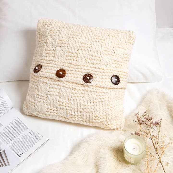 Wool Couture Company - Vente Accessoire de tricot/crochet - Kit de tricot pour housse de coussin en natté