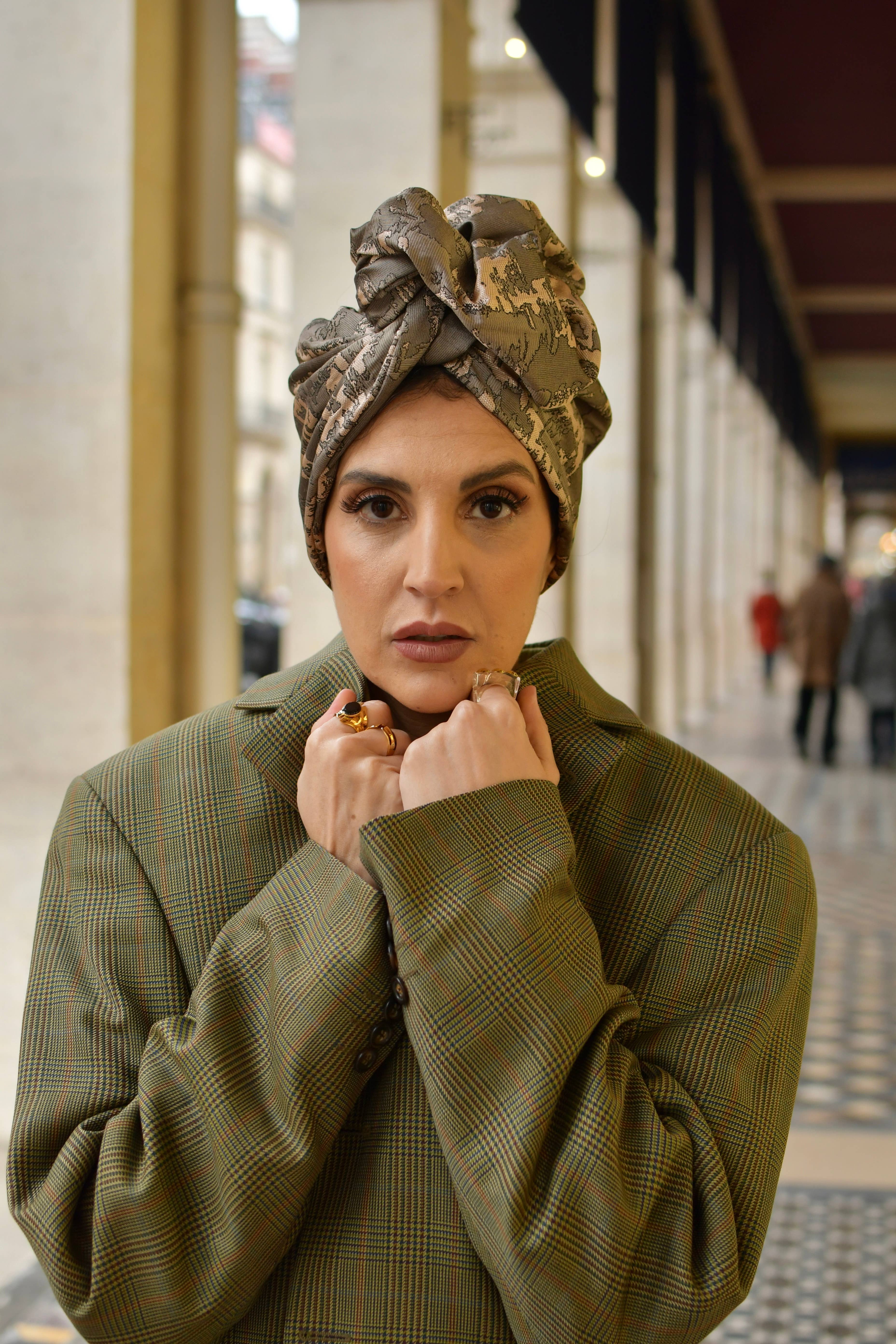 BAÏA CREATION - Wholesale Turban - Women's - Camellia tie turban - Brocade1