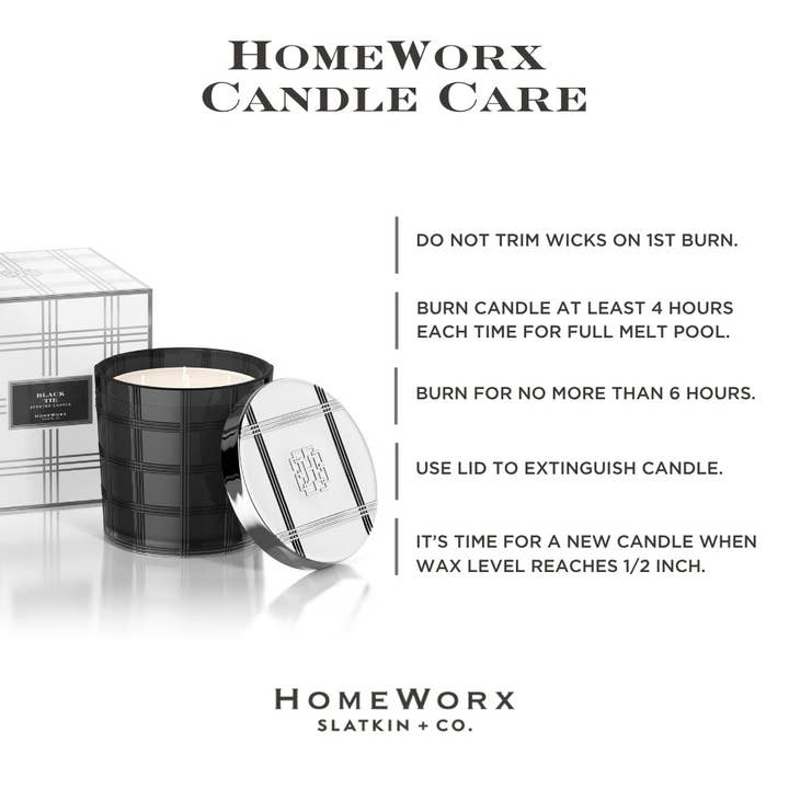 HomeWorx by Slatkin + Co. - Wholesale Jar/Filled Candle - Black Tie 80 oz. 5-Wick Luxe Candle4