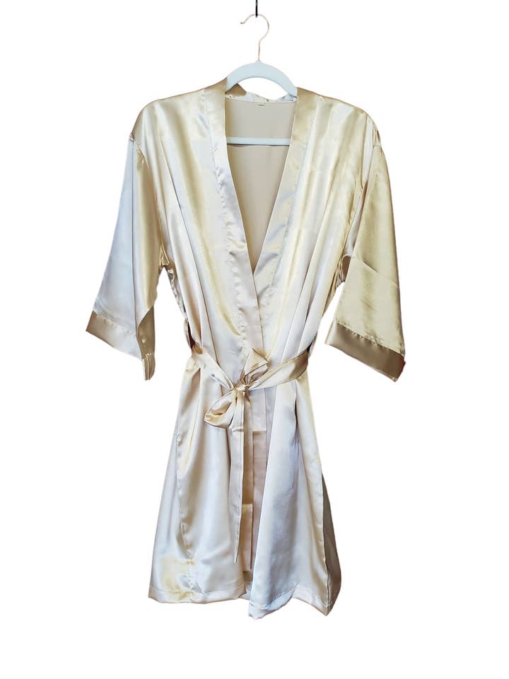 Simple Satin Rose Champagne Robe for wholesale by Valley Girls