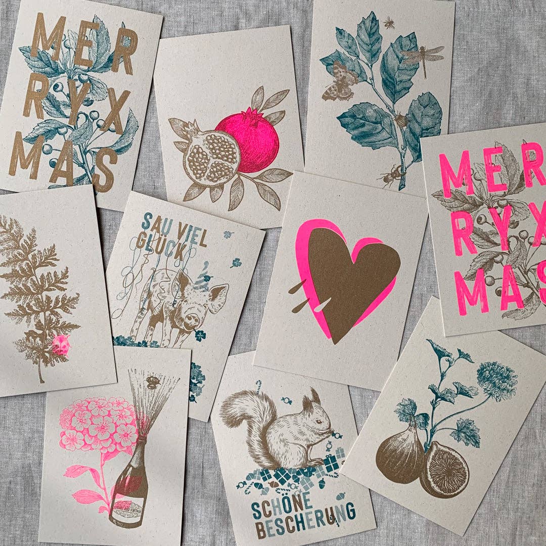 Togethery - Wholesale Christmas Card - Postcard/Typo/Merry Xmas/Teal3