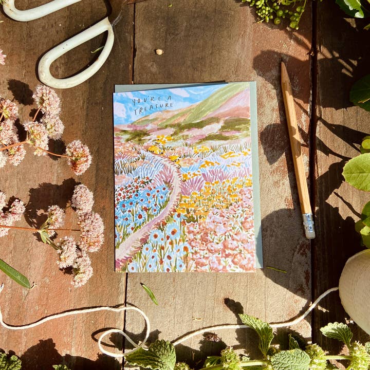 Little Salt Wagon - Venta al por mayor Tarjetas de felicitación - Tarjeta de felicitación You're A Treasure Wildflower Colorful Coast1