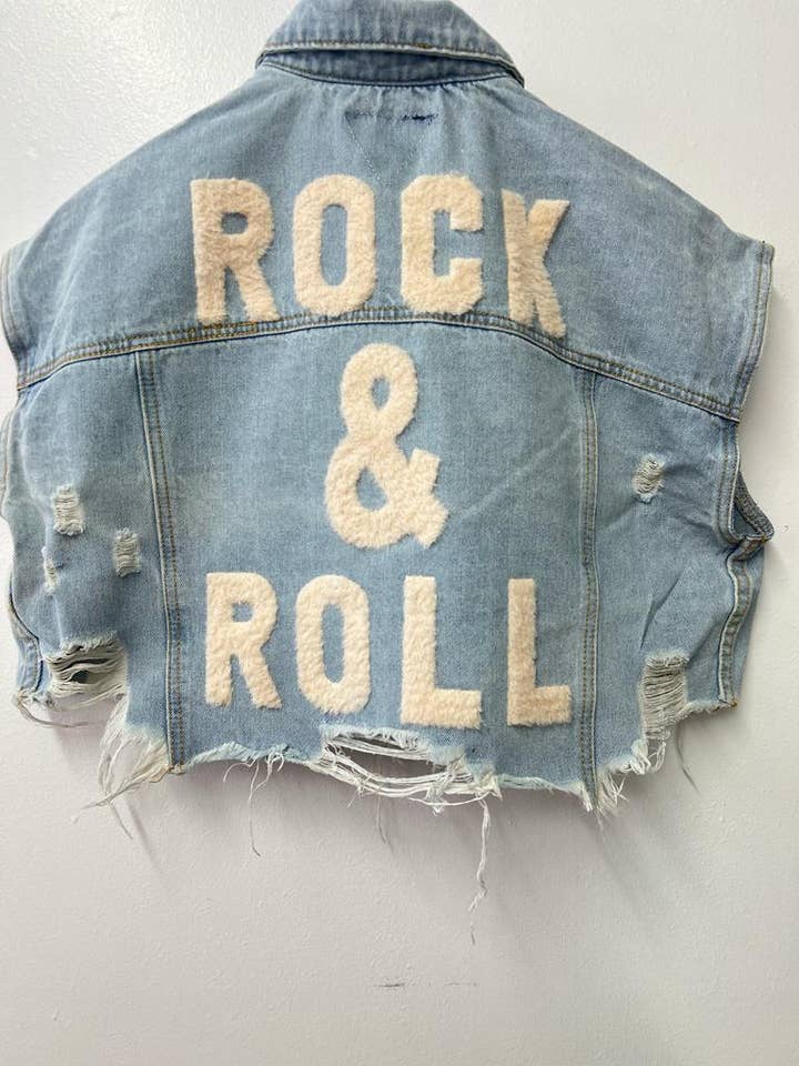 Trio Urban - Wholesale Outerwear Vest - Women's - Rock and Roll Crop Denim Vest