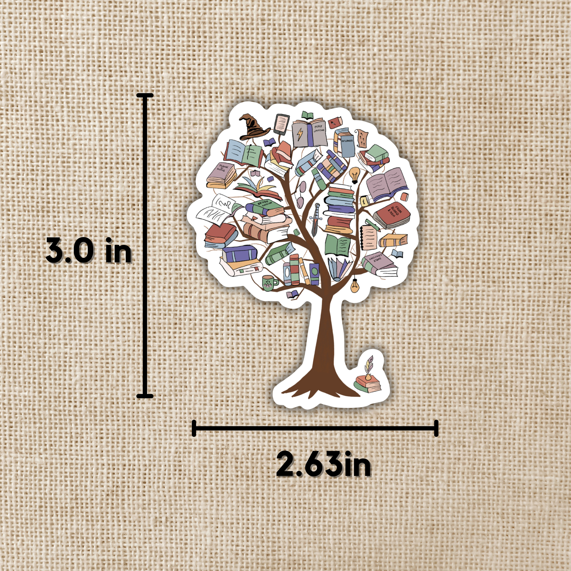 Kingdom of Threads – wholesale Sticker – Fantasy Book Tree Sticker, 3-inch1