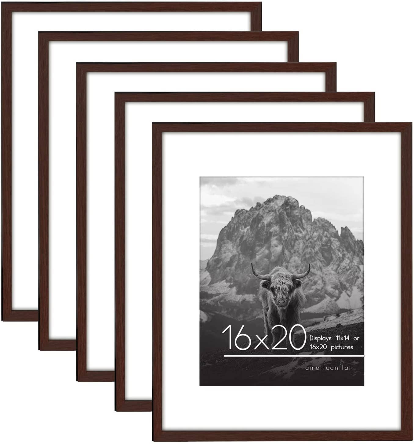 Americanflat - Wholesale Picture Frame - Americanflat Picture Frame with Mat Slim Molding (5 Pack)145