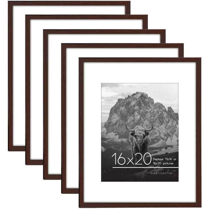 Americanflat - Wholesale Picture Frame - Americanflat Picture Frame with Mat Slim Molding (5 Pack)145