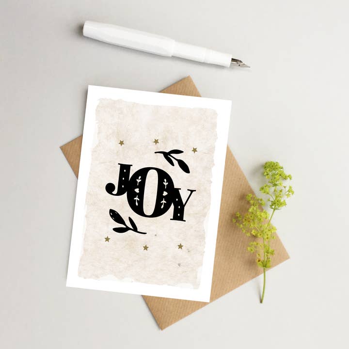 'Joy' modern Christmas Card for wholesale by Word Up Creative