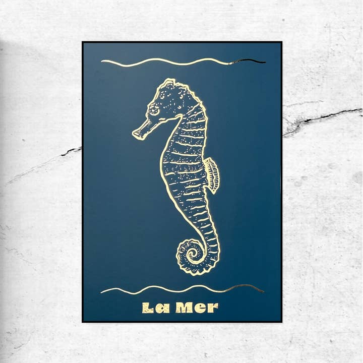 La Mer - Impresión de Arte de Caballito de Mar - Lámina Dorada para venta al por mayor de DOODLE MOO LTD