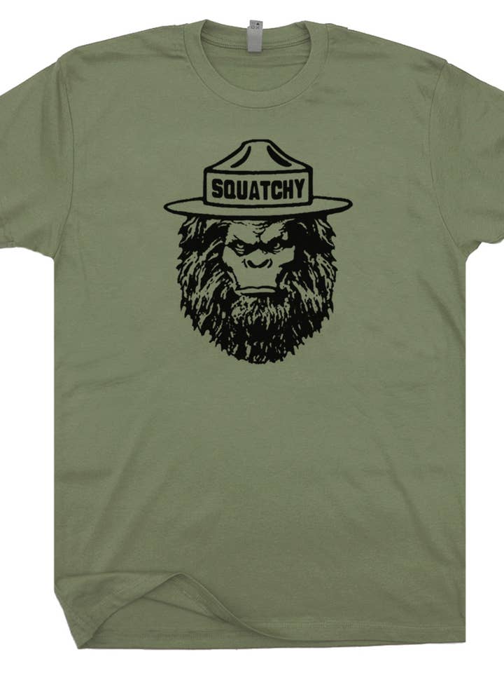 Shirtmandude Co - Wholesale Screen Printed T-Shirt - Unisex - Squatchy Smokey The Bear Shirt Camping Wilderness Hiking Tee1