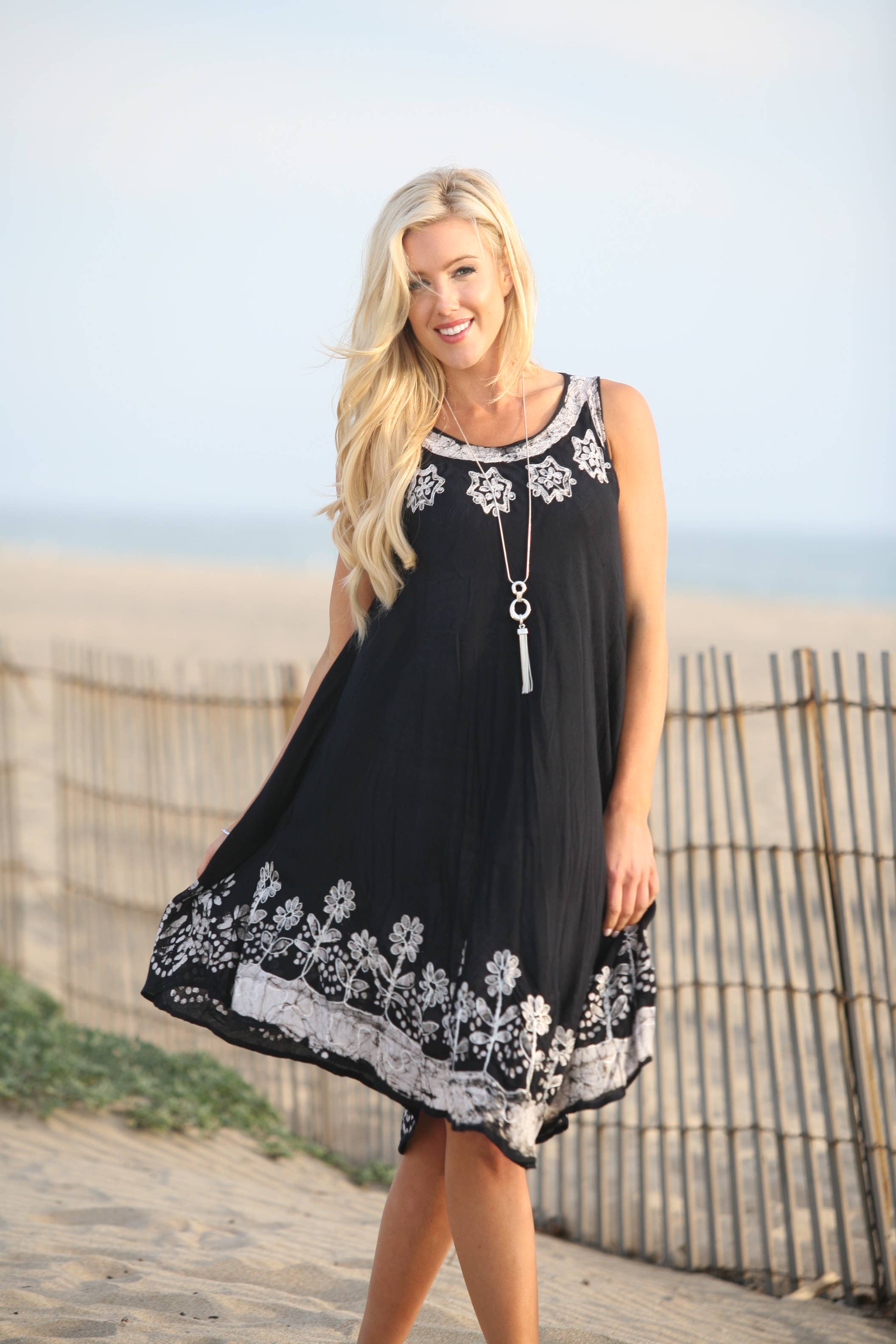 Ananda's Fashion - Wholesale Dress - Women's -  Floral  Tank CoverUp Embroidered One size Dress 8