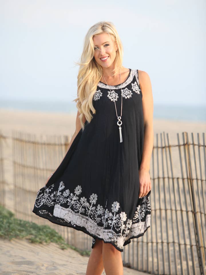 Ananda's Fashion - Wholesale Dress - Women's - Floral Tank CoverUp Embroidered One size Dress 8