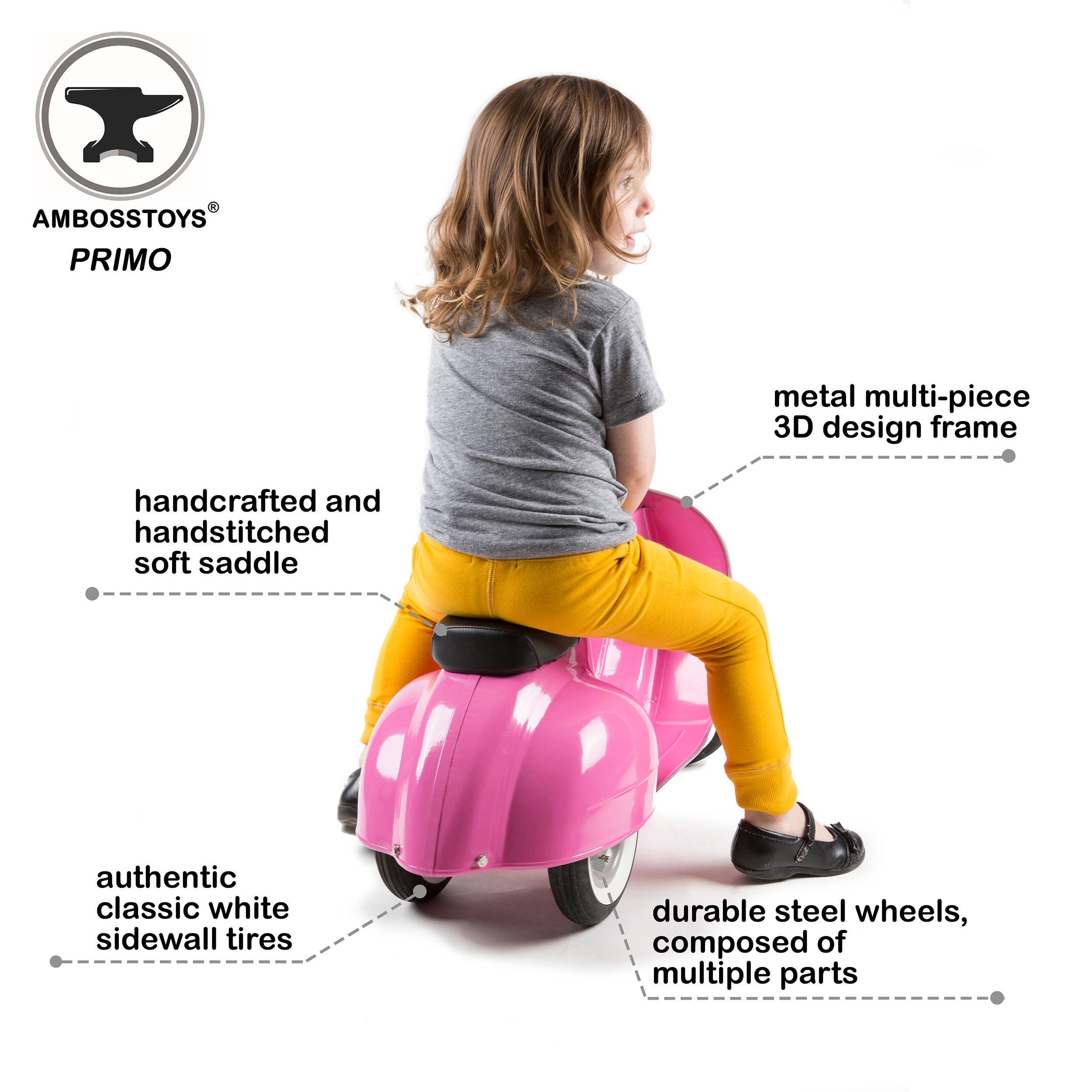 Hape Toys - Vente Vélo et trottinette – enfant - Jouet autoporté Ambosstoys Scooters PRIMO Classic Pink1