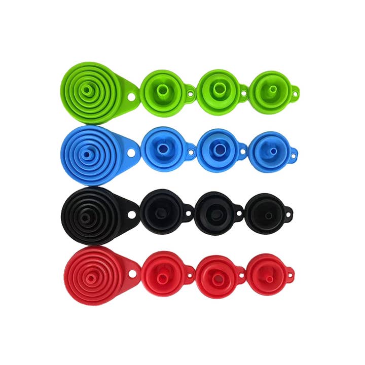 Vigor Path – Großhandel Trichter – Satz von 4 zusammenklappbaren Silikon-Küchentrichtern - von X-Klein bis Groß für einfachen Flüssigkeitstransfer, lebensmittelechte Silikon-Gadgets (Schwarz)5