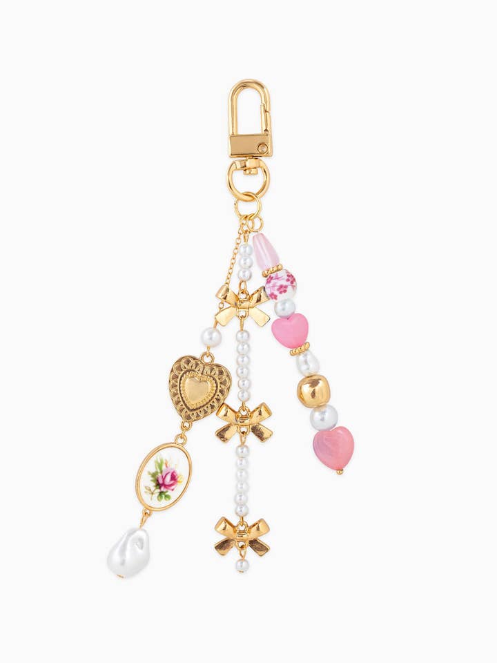 Romantic Ceramic and Bow Charm Bag Charm for wholesale by Sessori