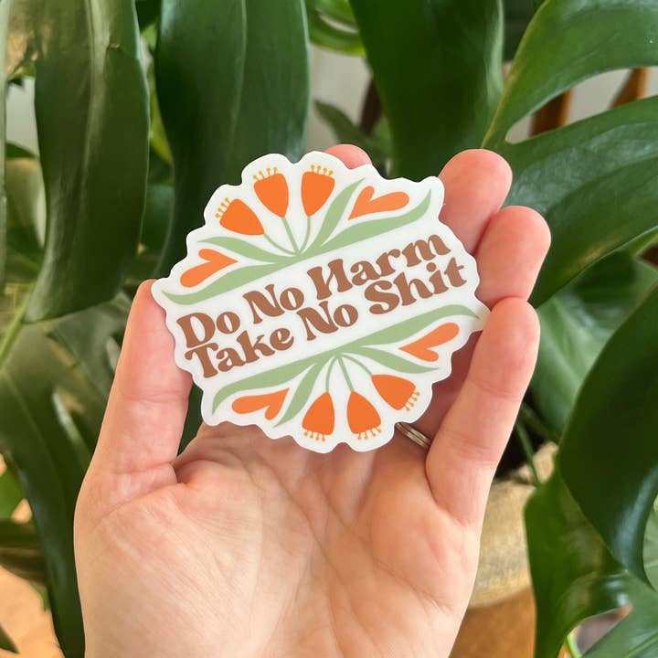 Do No Harm, Take No Shit Sticker | Swear Die Cut Sticker for wholesale by Kourtni Gunn Art