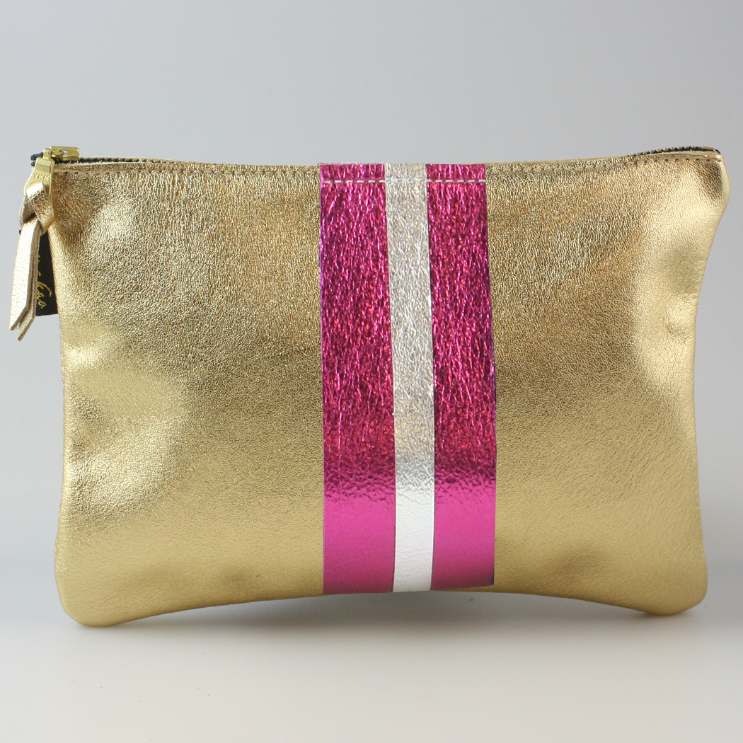 Zina Kao Exclusives - Wholesale Pouch - Women's - The Everyday Pouch: BRIGHT Metallic Stripes - 2 sizes! 15