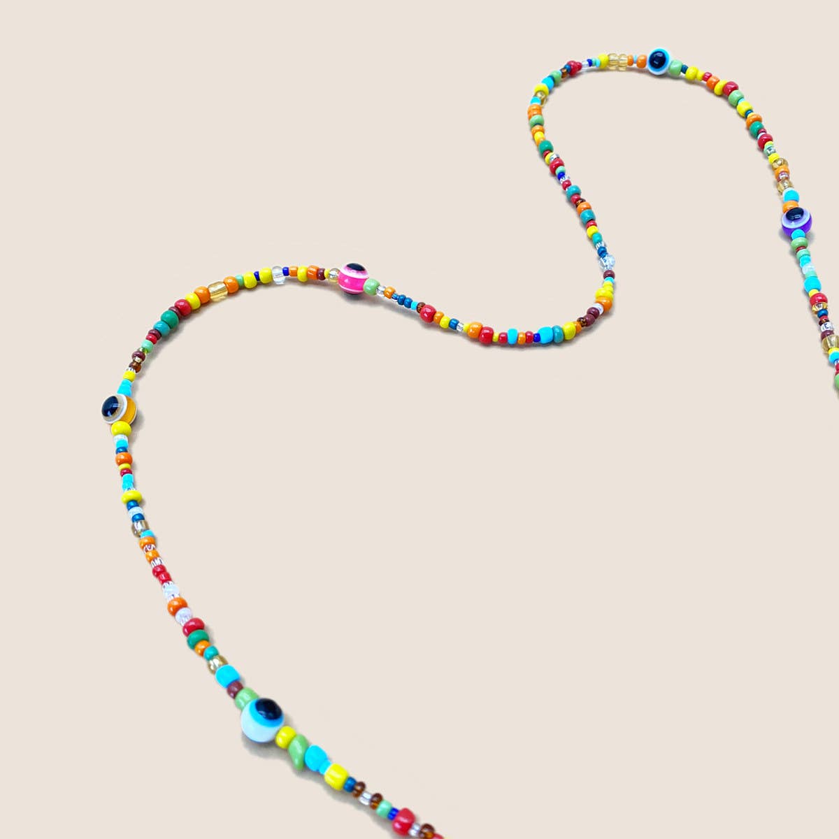 MULTICOLOR RAINBOW COLORED RICE BEADS GLASSES LANYARD_CWMM1167 for wholesale on Faire5
