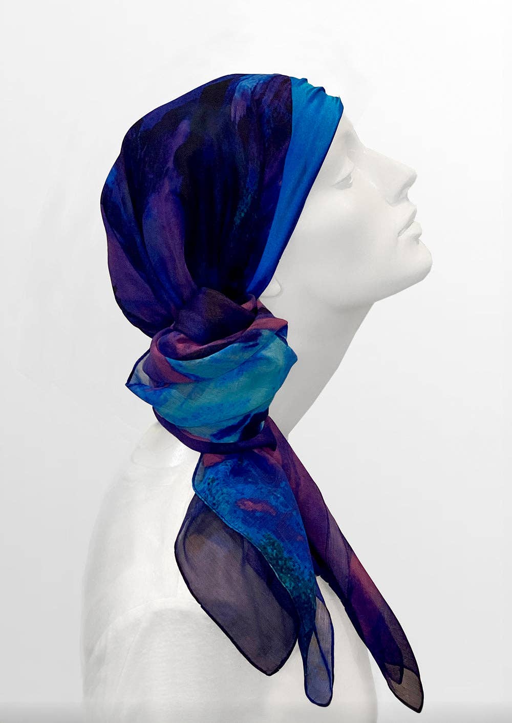 LuxCare Clothing - Wholesale Head Scarf - Women's - Fine Art Headscarf ~ Sapphire3
