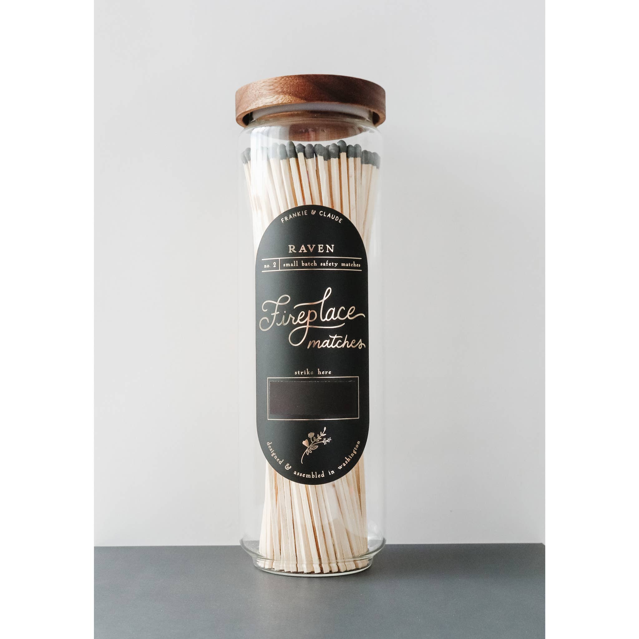 Frankie & Claude - Wholesale Matches - Black Fireplace Matches in Wood Lid Jar: Halloween decor3