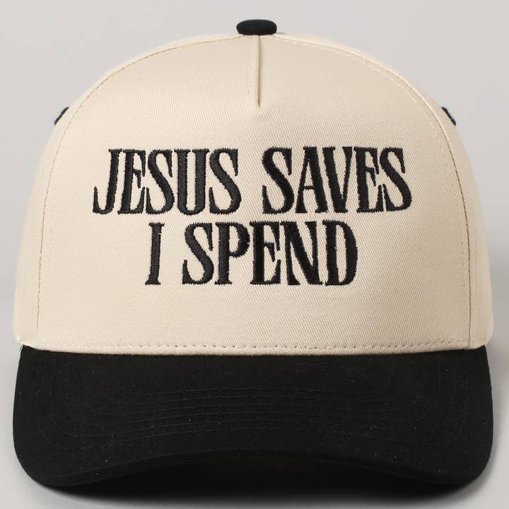 Fashion City - Wholesale Trucker Hat - Unisex - JESUS SAVES I SPEND Embroidery Trucker Hat